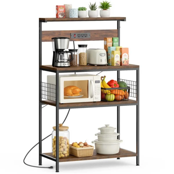 JHK 31.5 Inch Kitchen Bakers Rack with Power